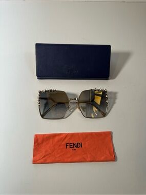 Fendi Can Eye FF Women’s Sunglasses Gold with Blue lens